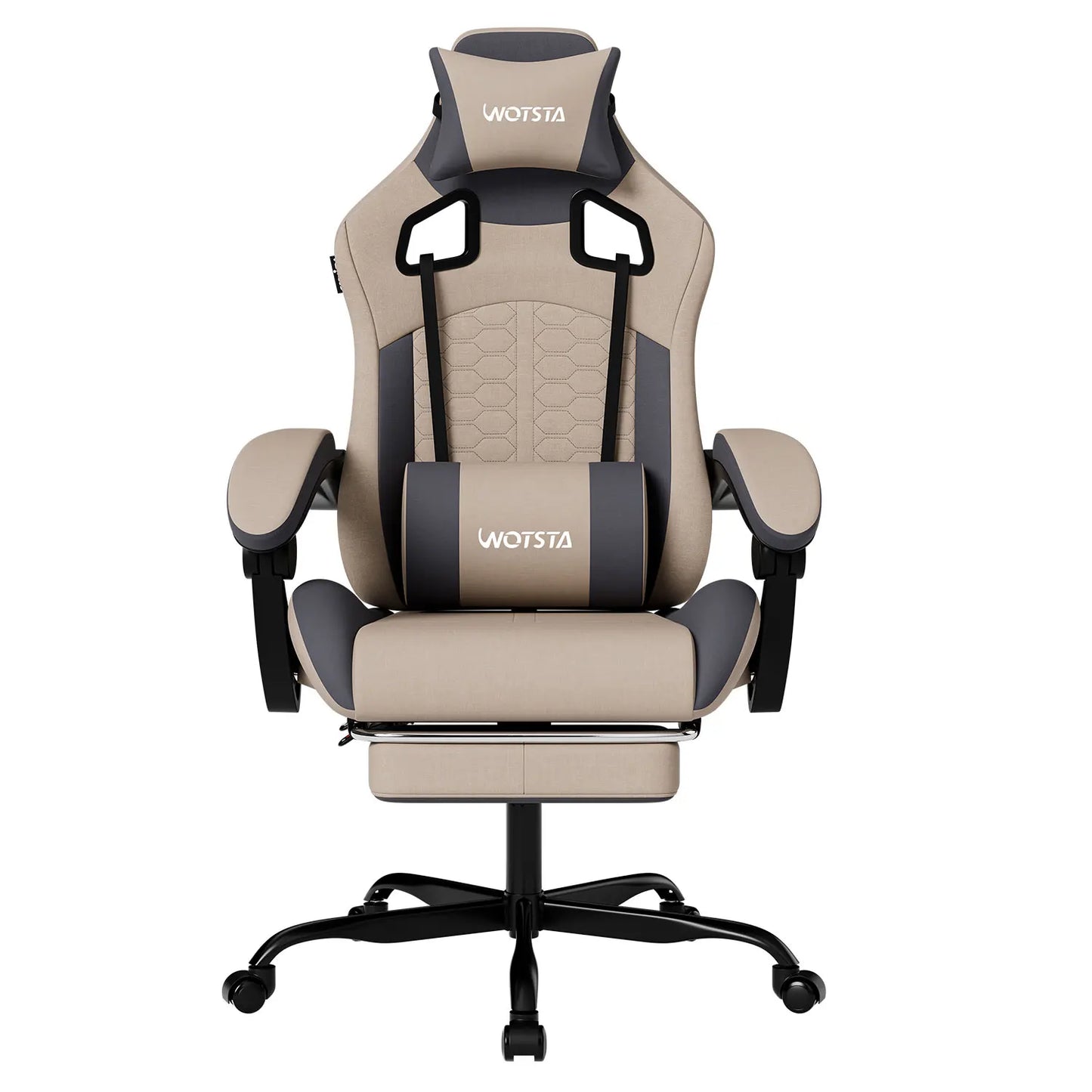 Wotsta Gaming Chair With Footrest Lumbar Support Adjustable Height