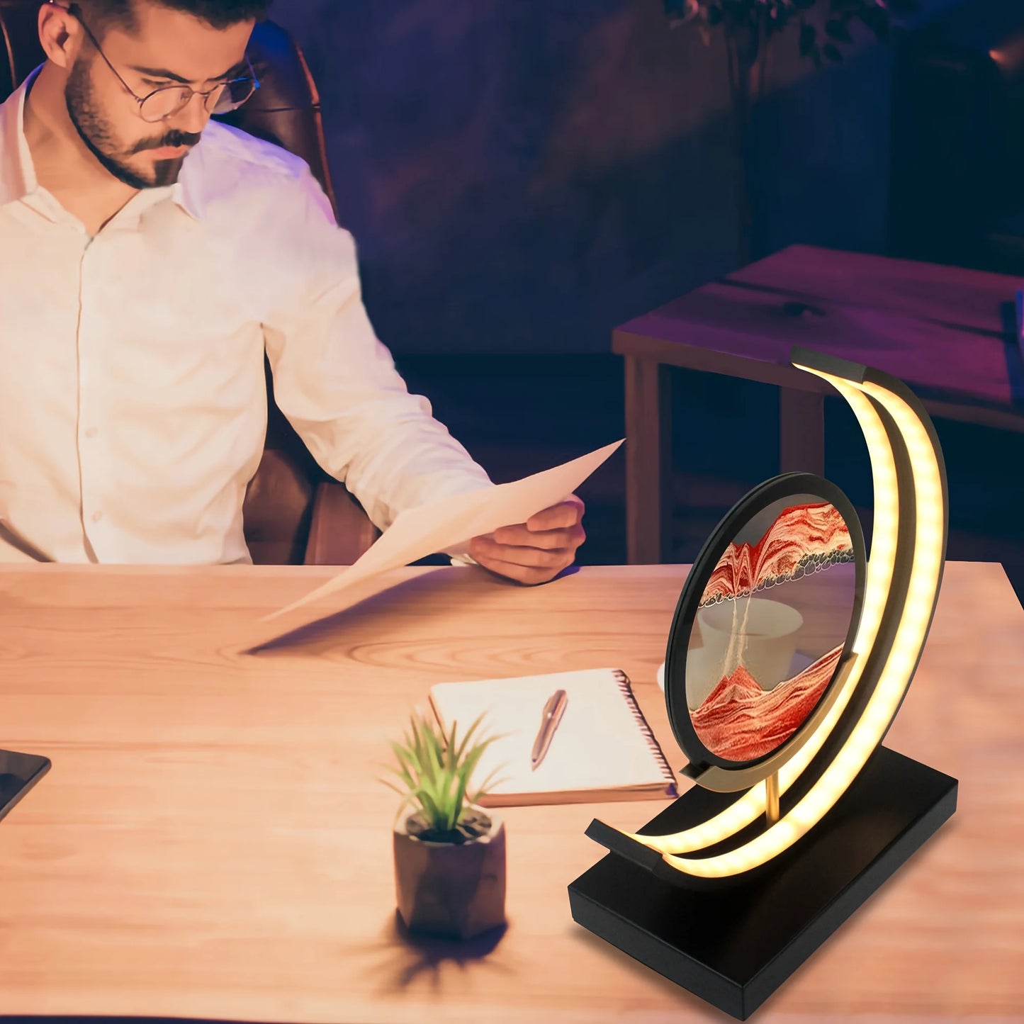 Moving Sand Art Lamp 3D Sand Picture Light With Stand