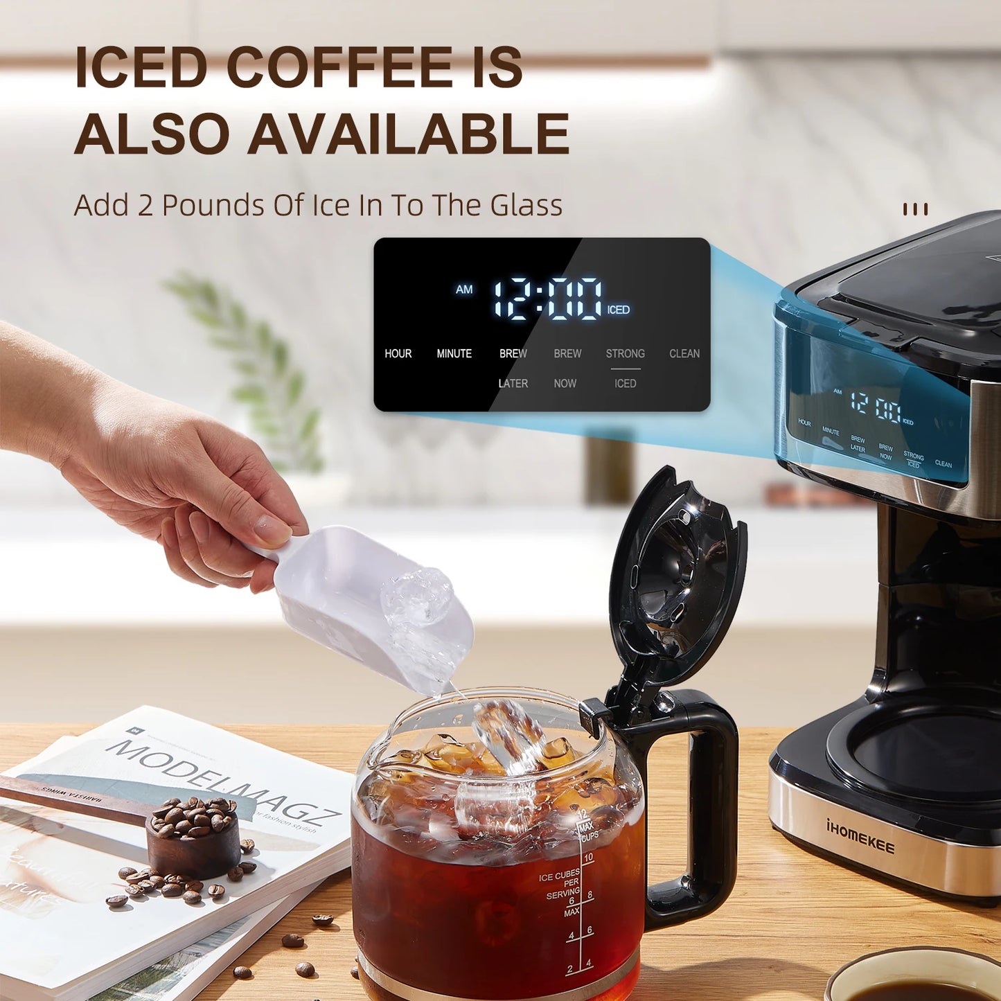 Yabano Programmable Drip Coffee Maker With Iced Coffee Function