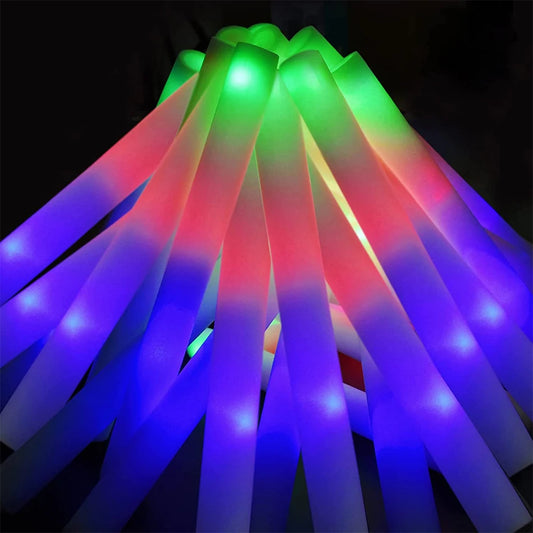 LED Foam Glow Sticks Bulk RGB Light Up Party Supplies