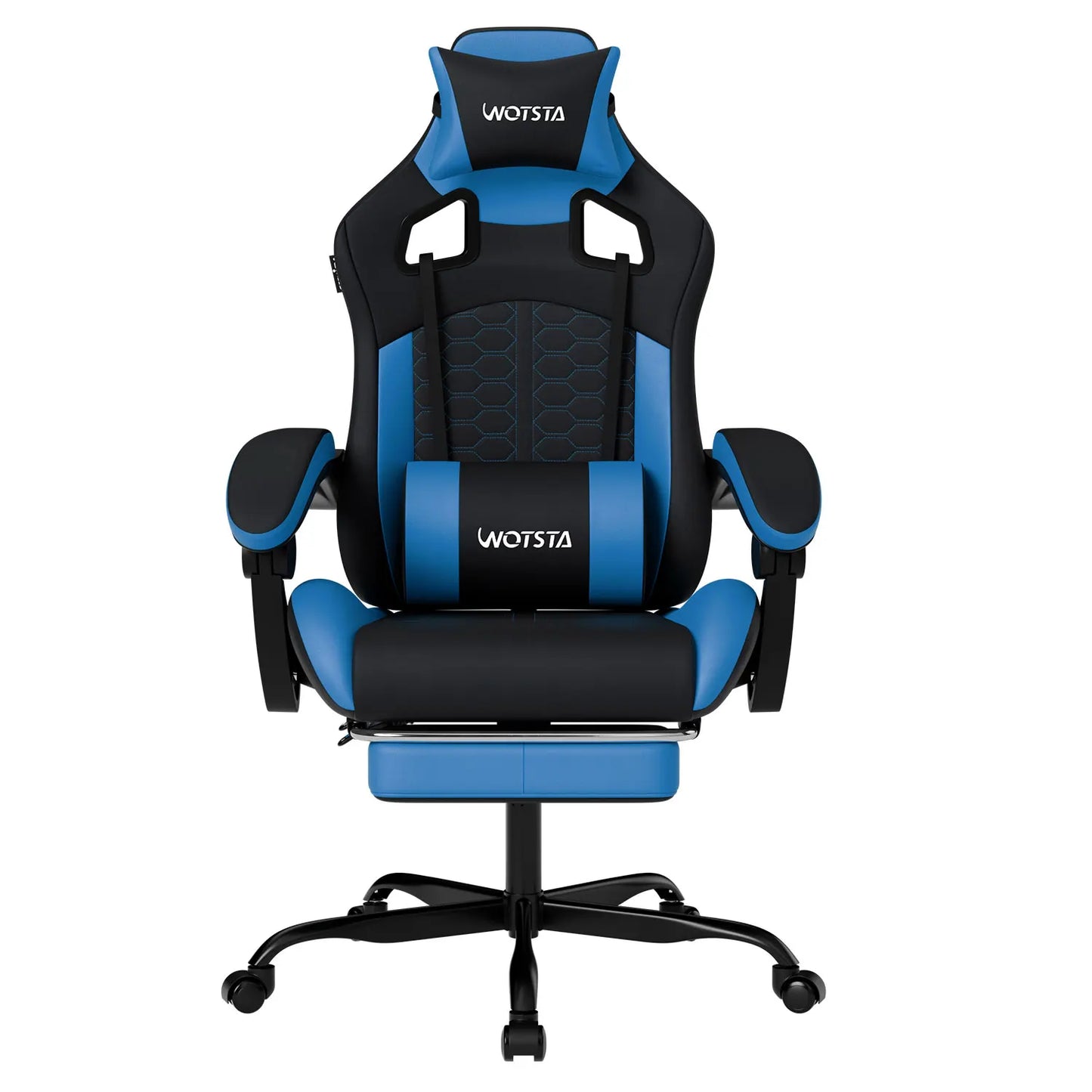 Wotsta Gaming Chair With Footrest Lumbar Support Adjustable Height
