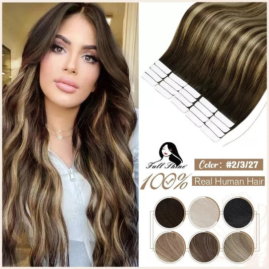 Full Shine Hair Tape In Remy Natural Human Hair Extensions
