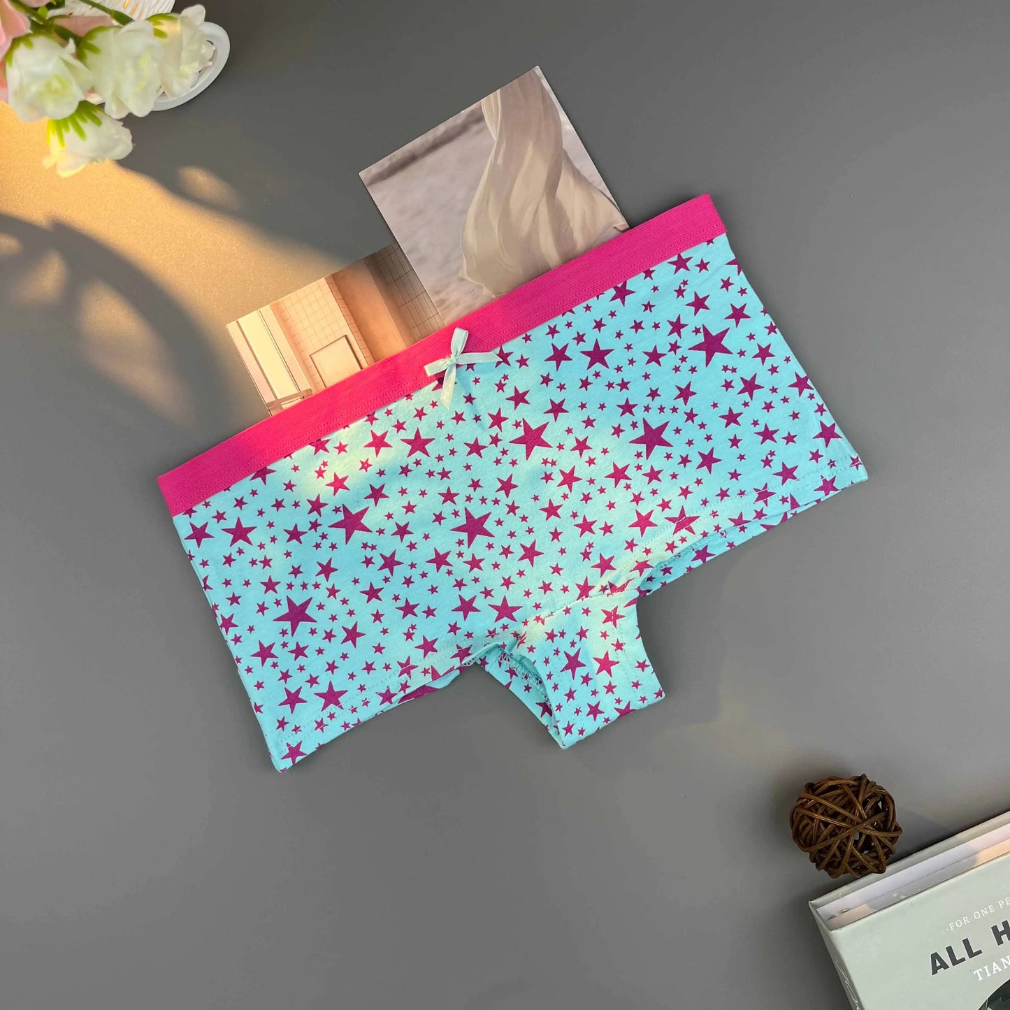 6pcs Set Women Panties Seamless Boyshort Star Print Low Waist