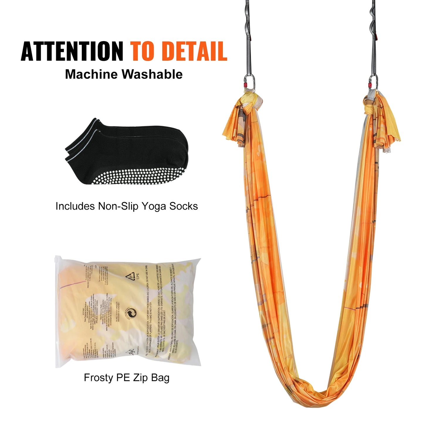 SucceBuy Aerial Yoga Hammock Kit With Nylon Fabric And Rigging