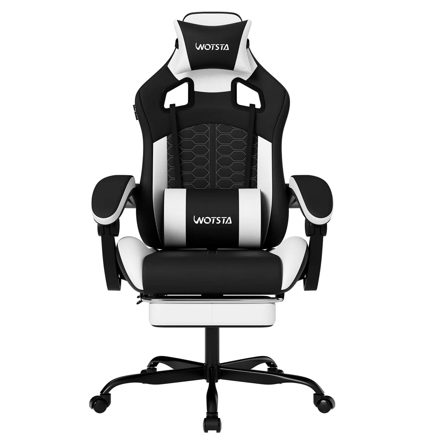 Wotsta Gaming Chair With Footrest Lumbar Support Adjustable Height