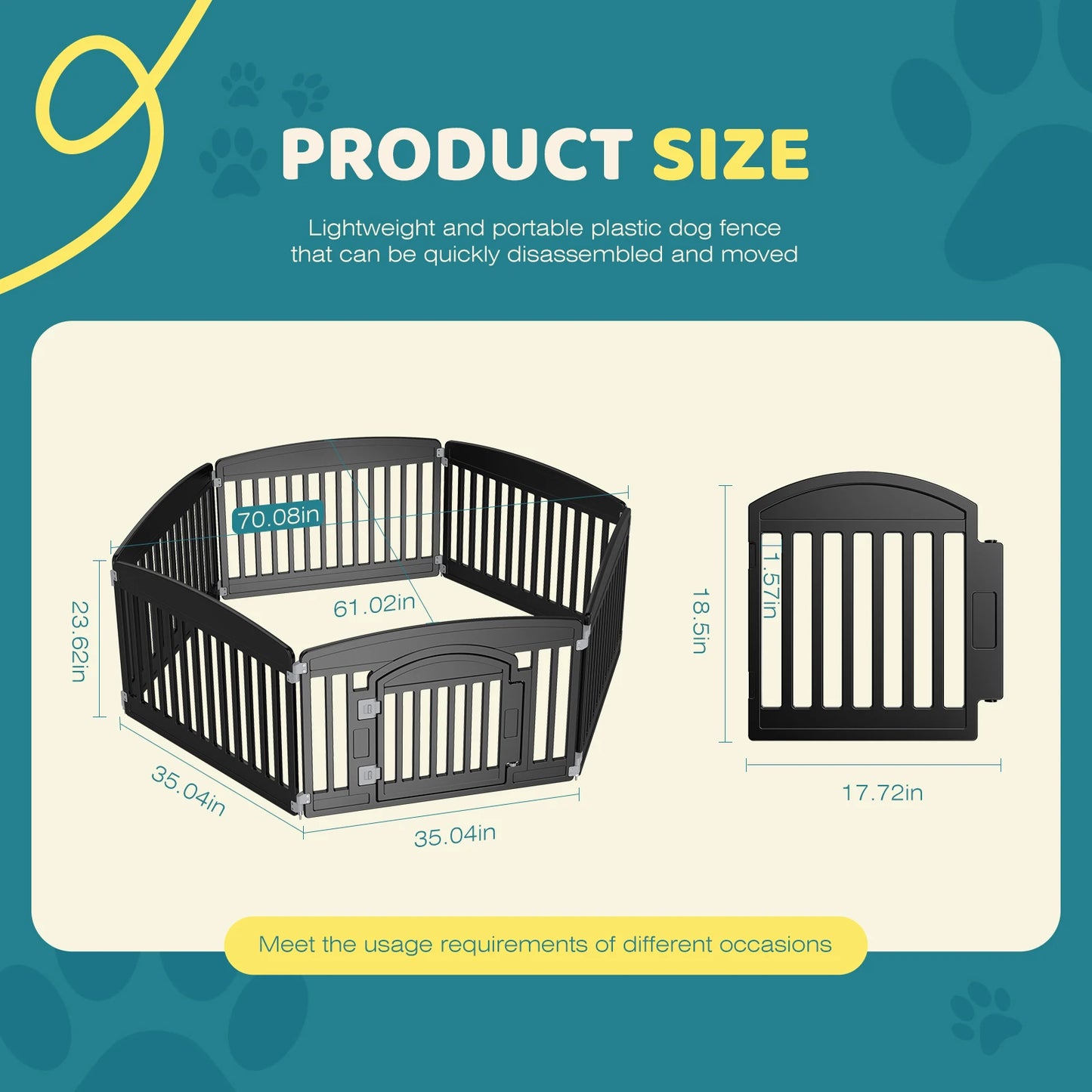 JHK Plastic Dog Playpen Expandable Durable Fence For Medium Dogs