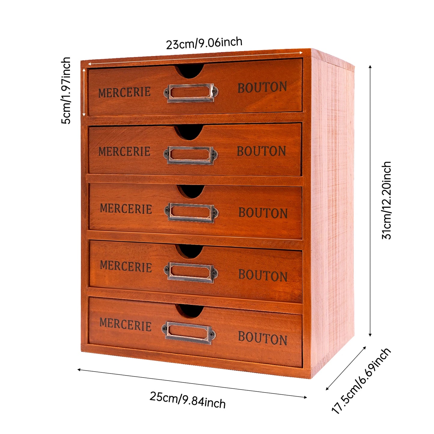 Wooden 5 Drawer Desk Organizer For Office And Study