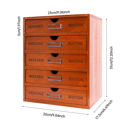 Wooden 5 Drawer Desk Organizer For Office And Study