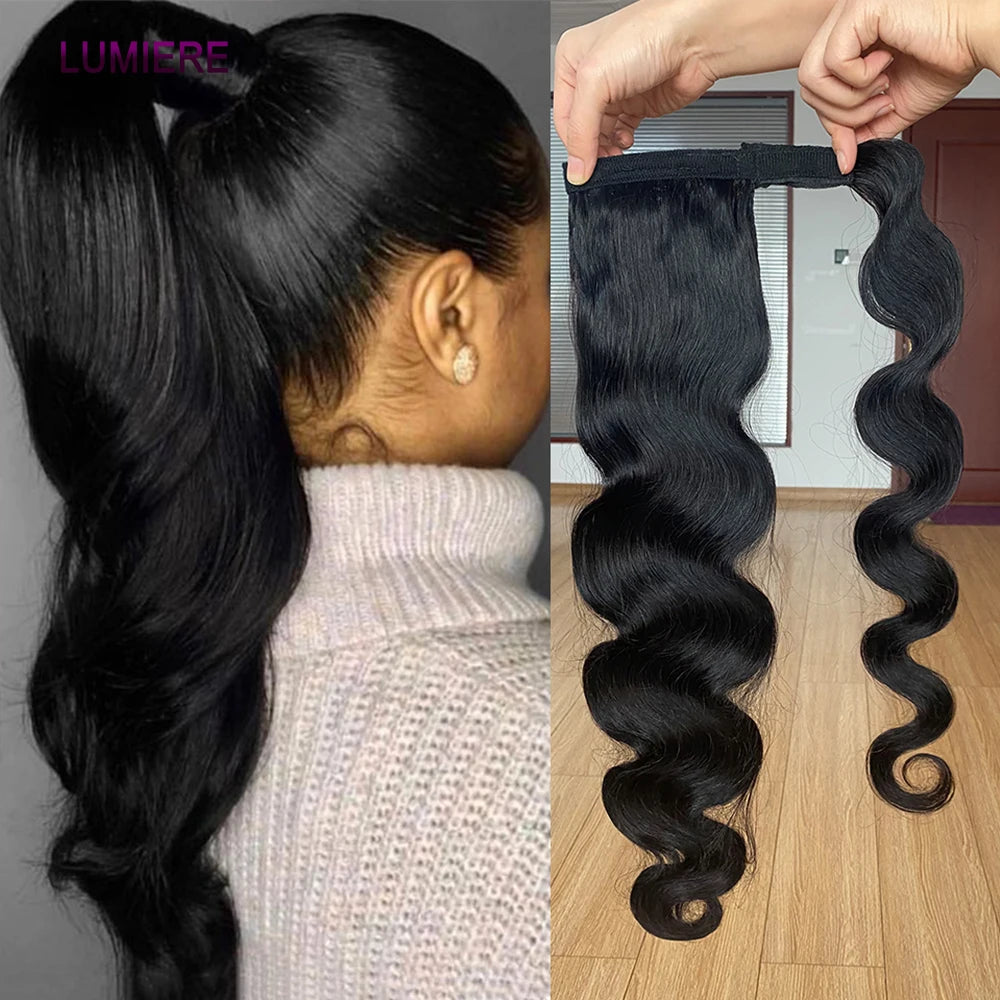 Lumiere Hair Body Wave Clipin Ponytail Extensions Virgin Human Hair