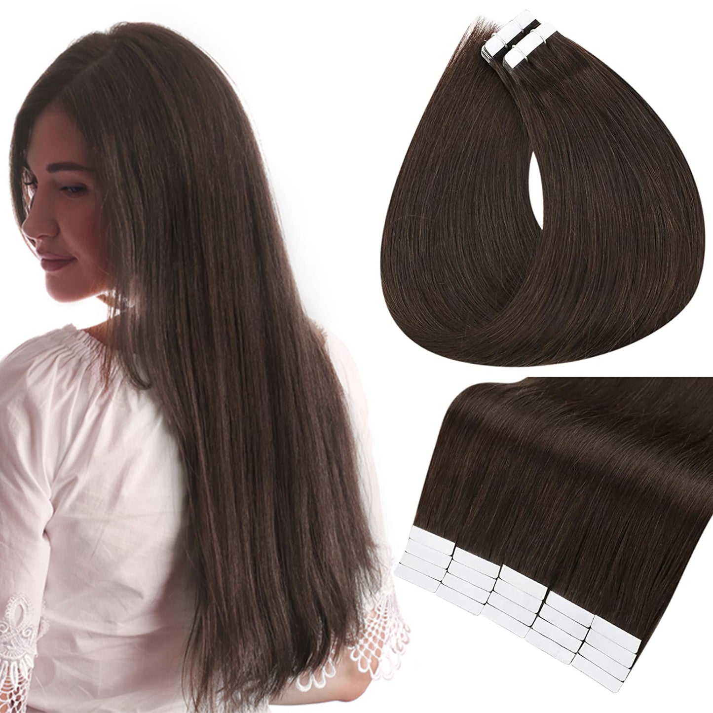 Full Shine Hair Tape In Remy Natural Human Hair Extensions