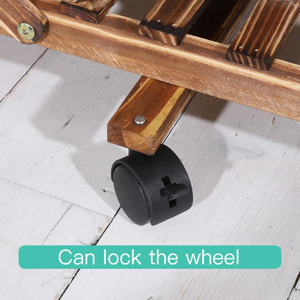 Wisfor Multi Layer Wood Plant Stand Rack With Wheels