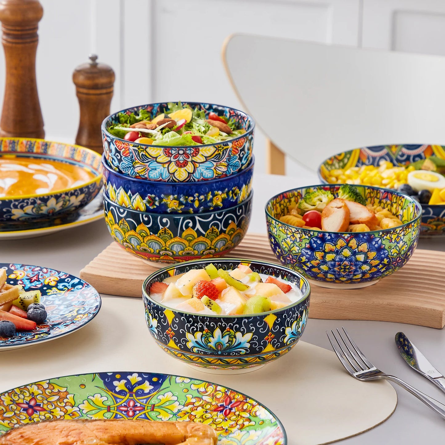 MALACASA Bohemian Porcelain Dinnerware Set Elegant Ceramic Tableware