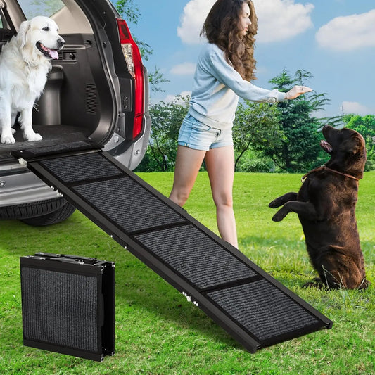 HiMISS Upgraded Folding Dog Ramp For Cars With Non-Slip Surface Up To 250 Lbs