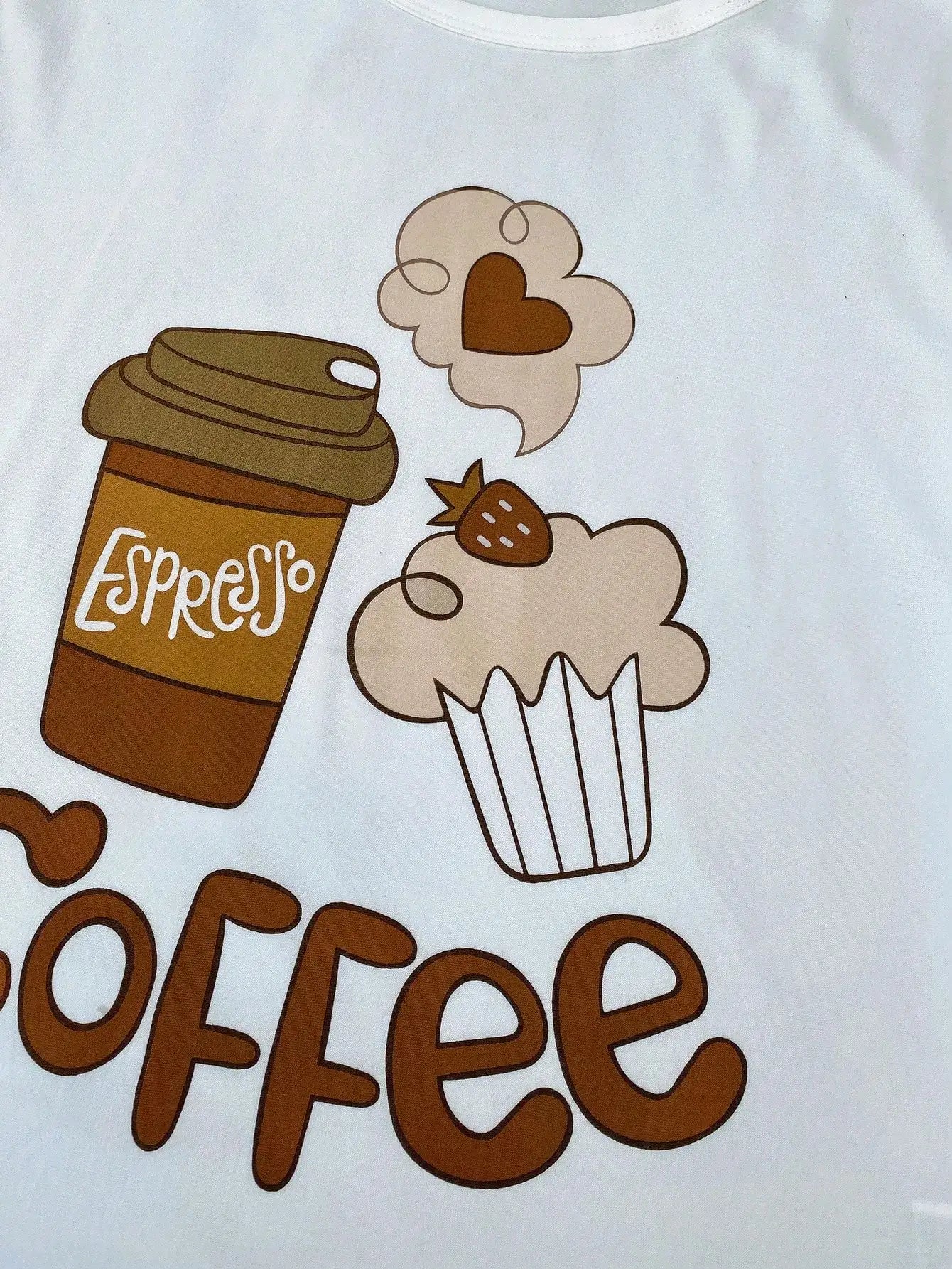 Coffee Themed Graphic Pajama Set With Shorts and Pants