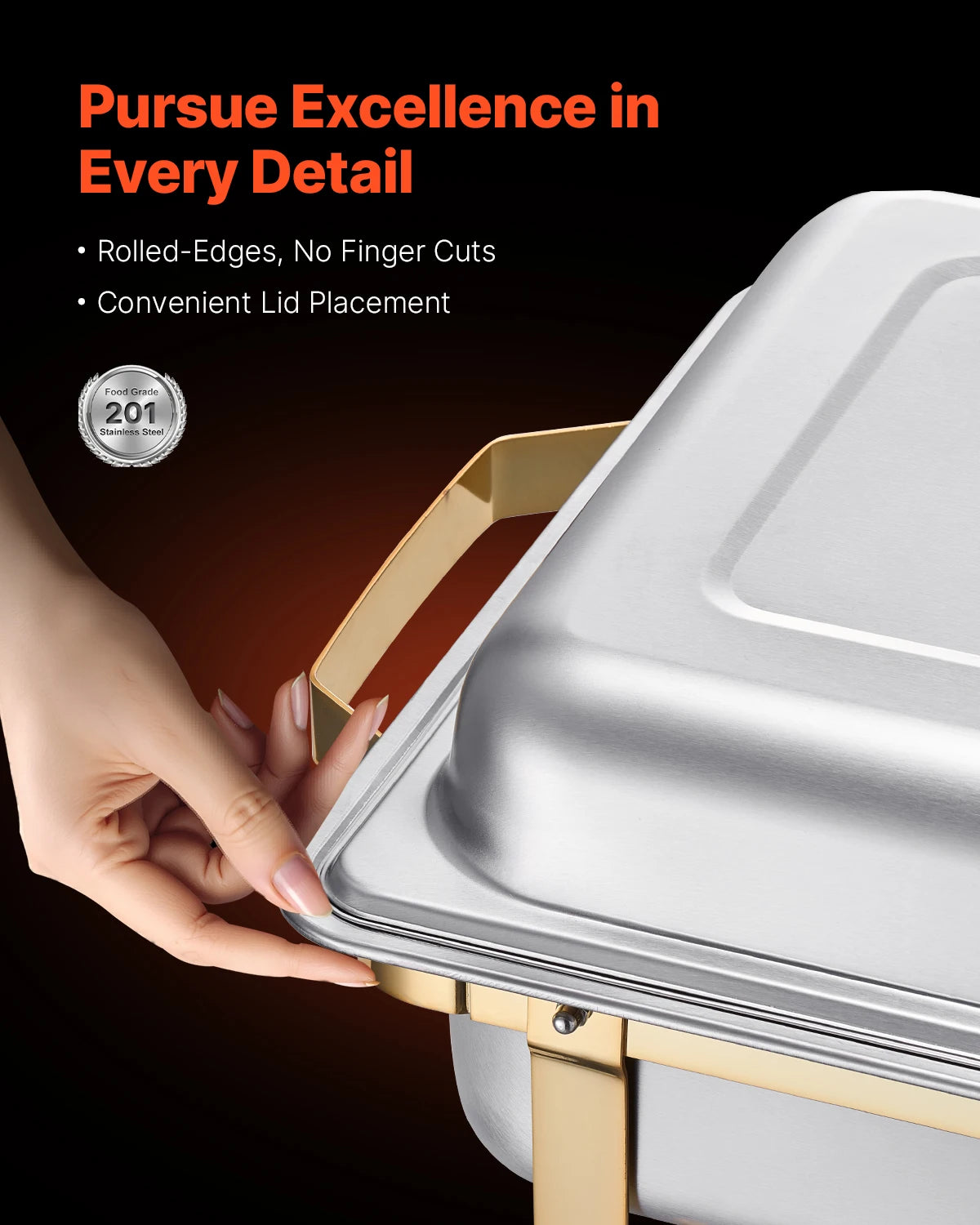 SucceBuy Stainless Steel Chafing Dish Buffet Set With Pans 4 Pack