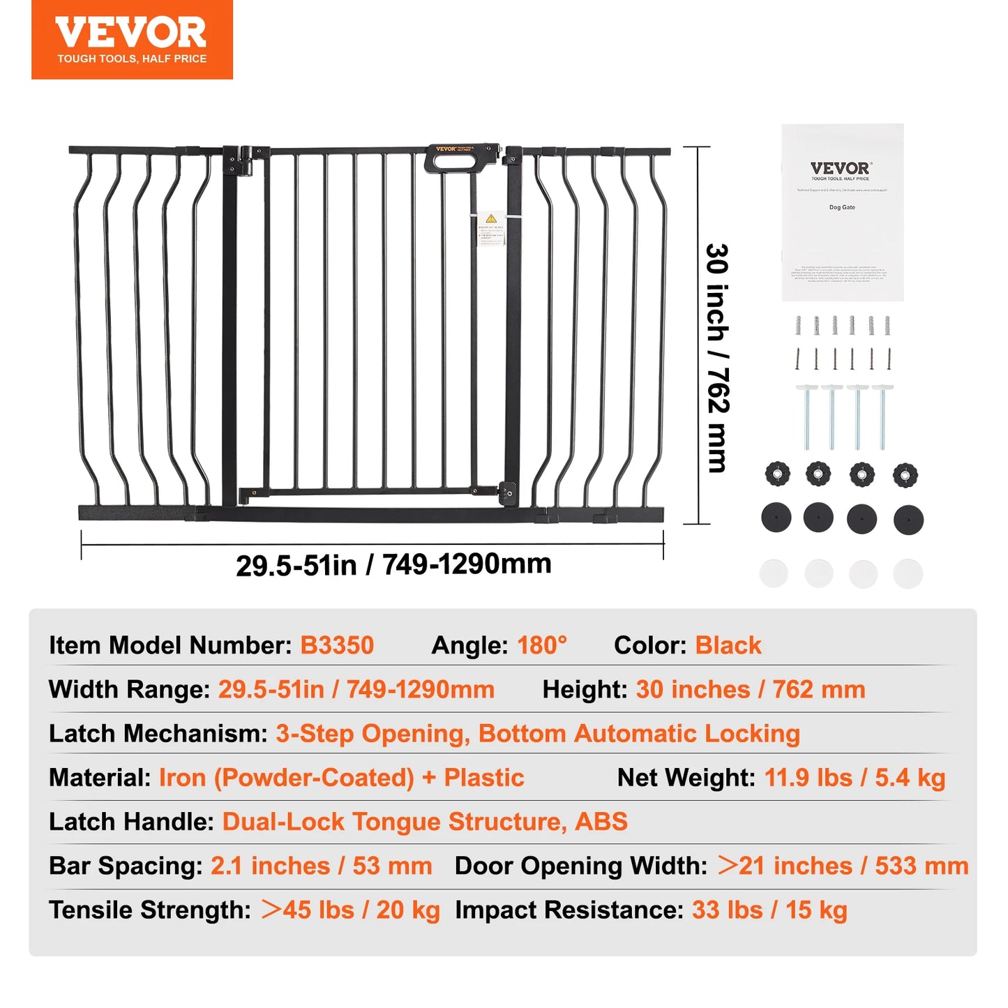 SucceBuy Baby Gate Pressure Mounted Walk Through For Pets And Kids