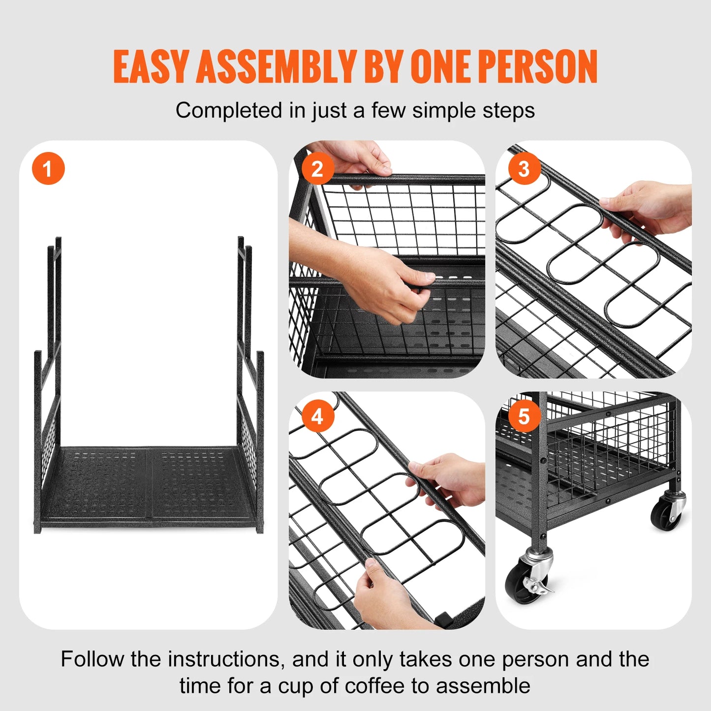 Garden Tool Organizer Rack 16 Slots With Hooks And Wheels