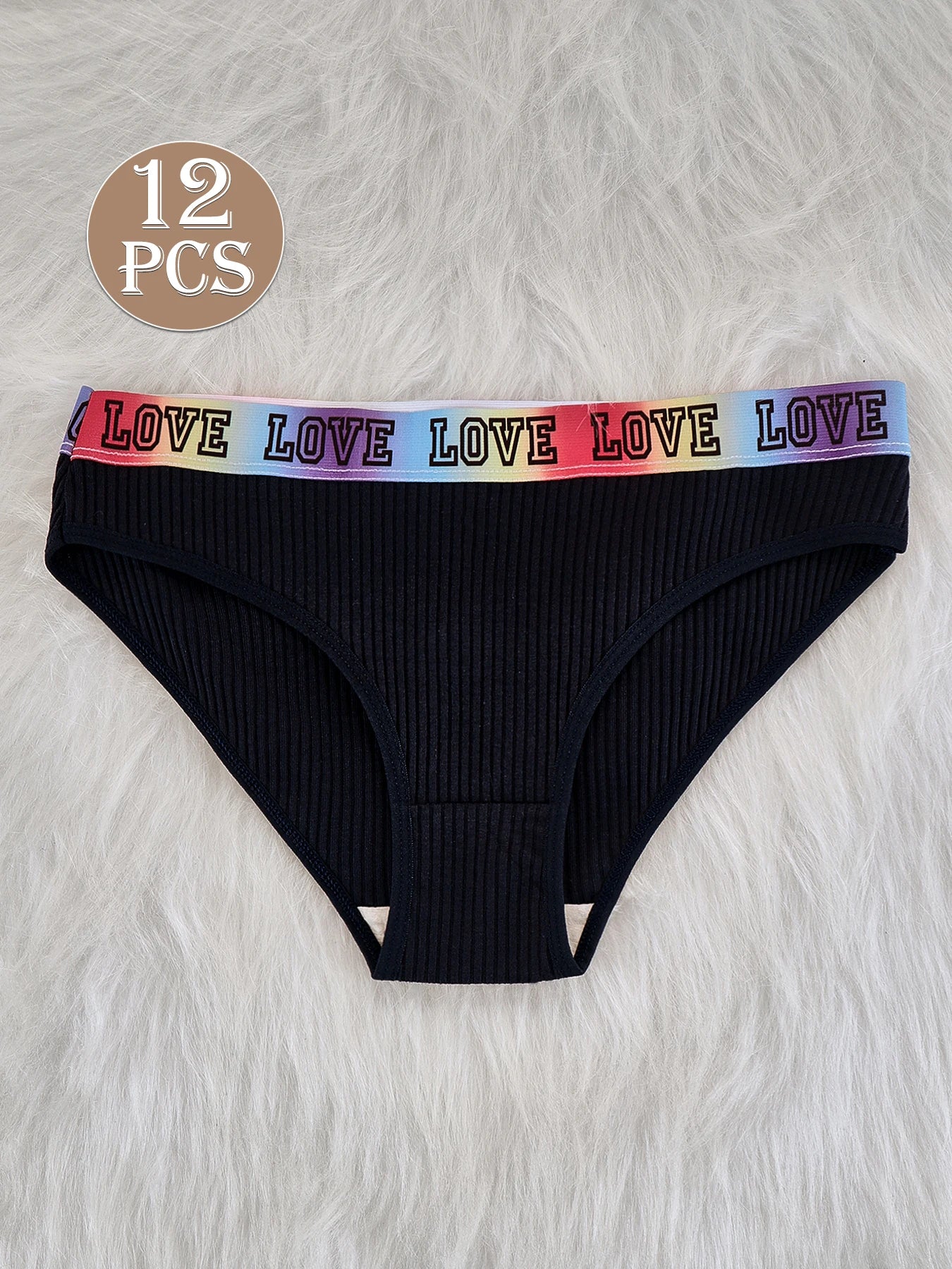 Cotton Ribbed Low Rise Briefs For Women 12 Piece Set