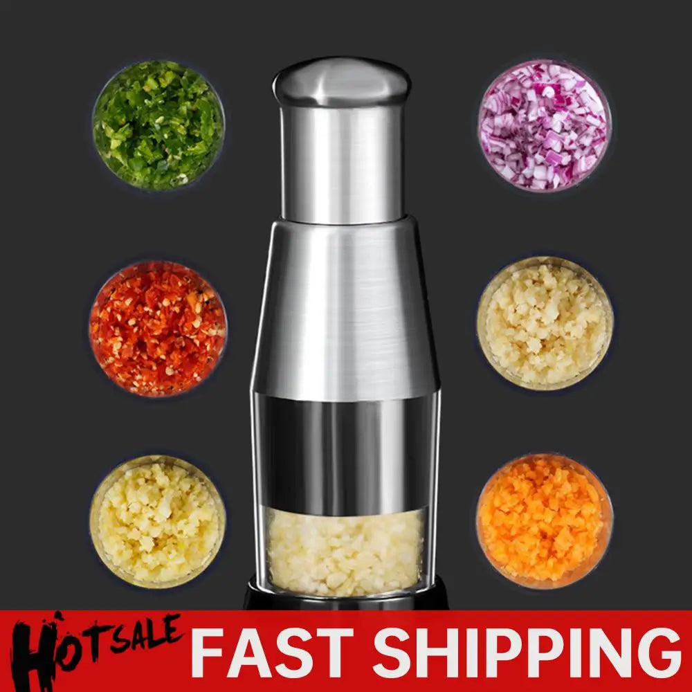 Alloet Stainless Steel Manual Hand Chopper Garlic Mincer for Vegetables