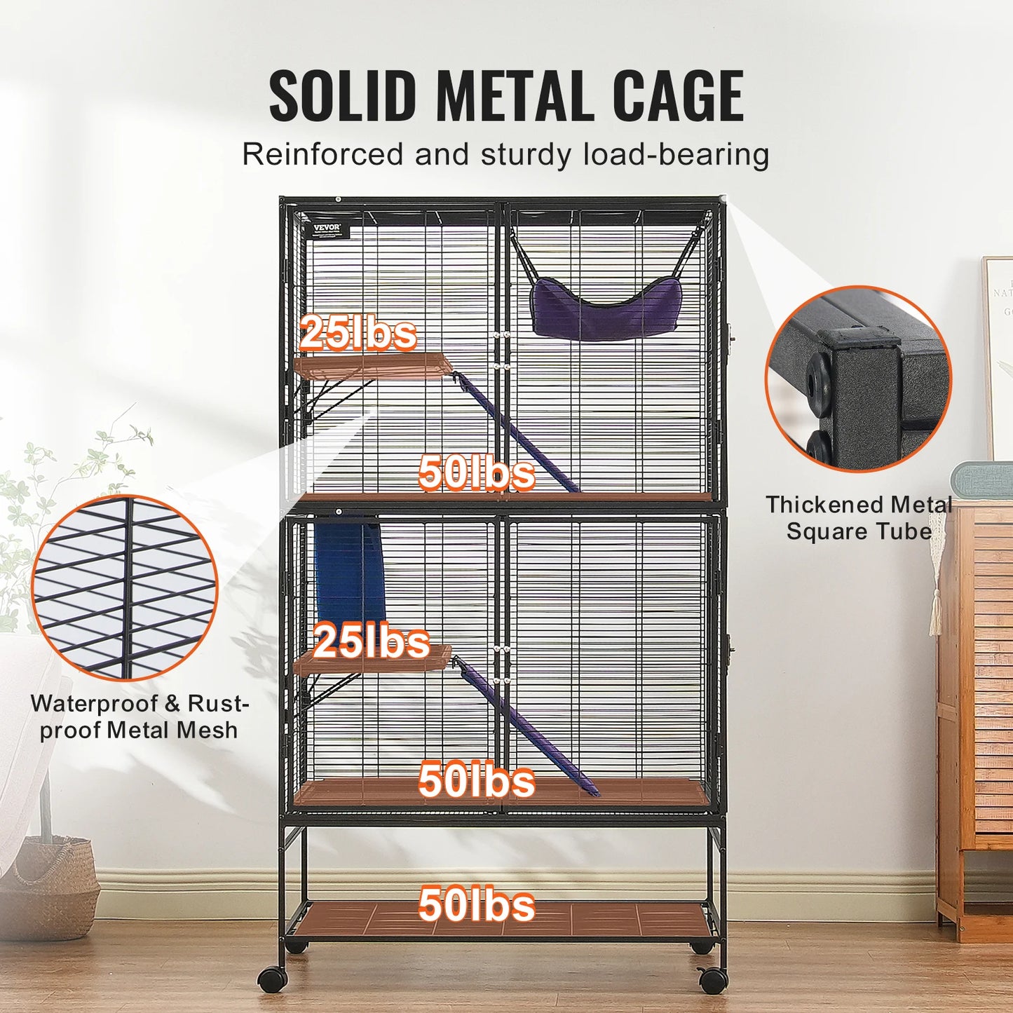 SucceBuy Rolling Metal Ferret Cage Four-Tier Critter Nation