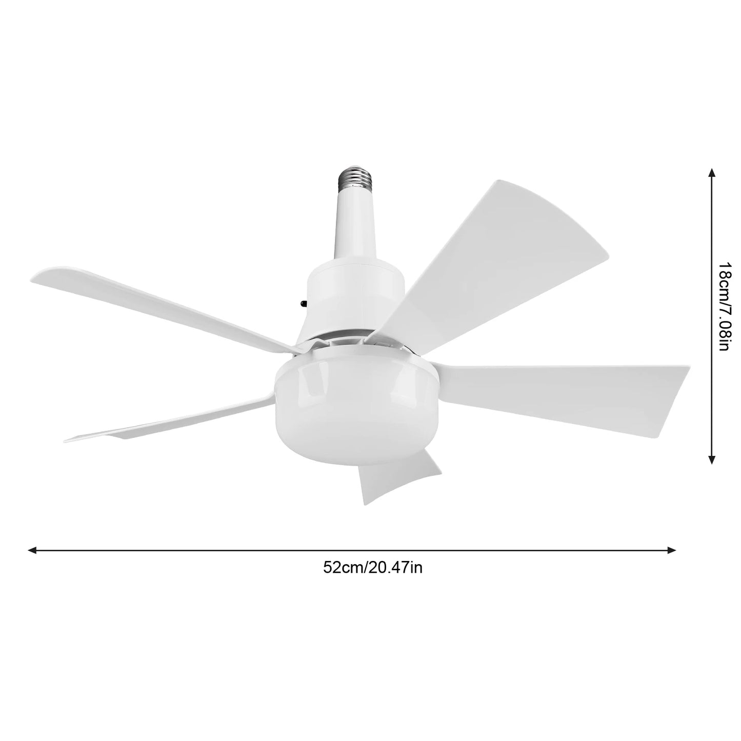 APWIKOGER Socket Ceiling Fan With Light Remote Dimmable LED