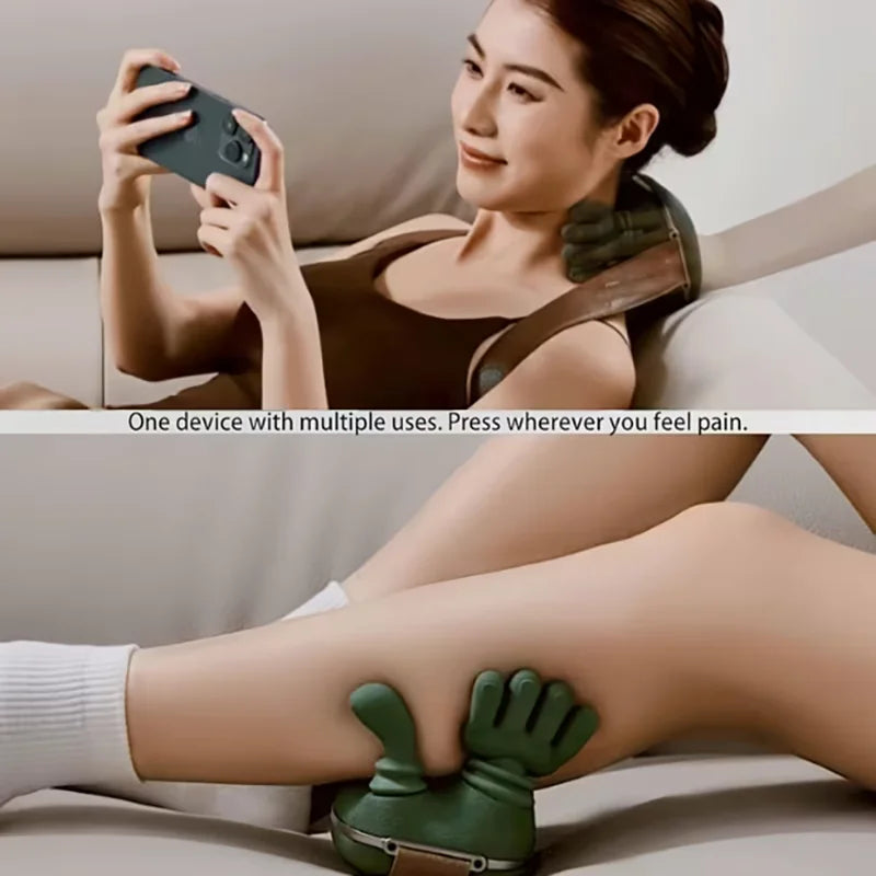 Wireless Bionic Heated Neck And Shoulder Massager With Finger Massager