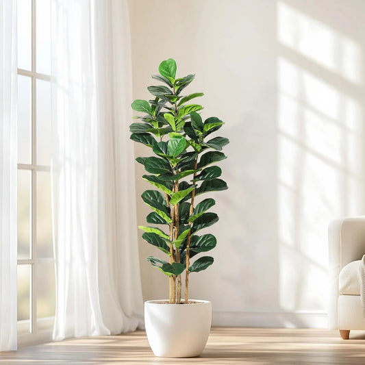 HiMISS Fiddle Leaf Fig Tree With Pot Faux Indoor Plant