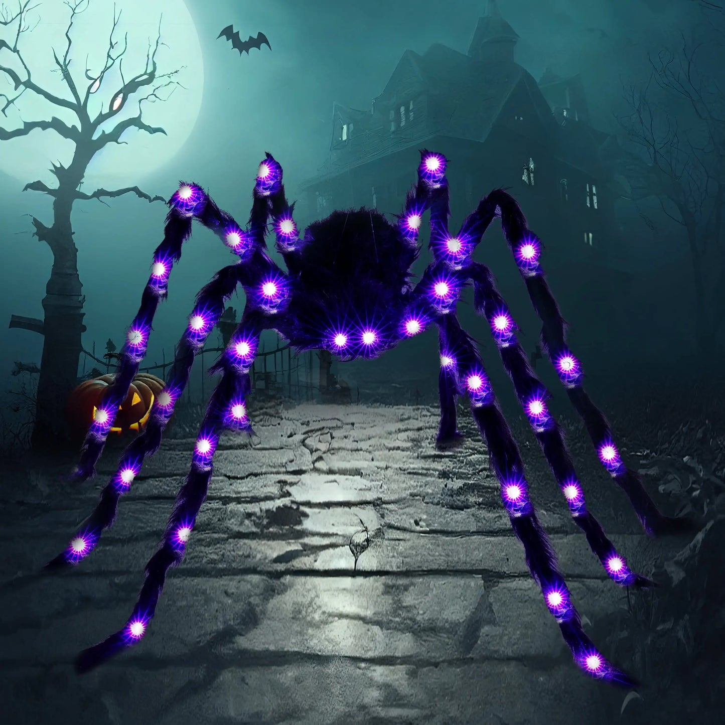 Joyfy Light Up Giant Spider Halloween Outdoor Decor For Yard