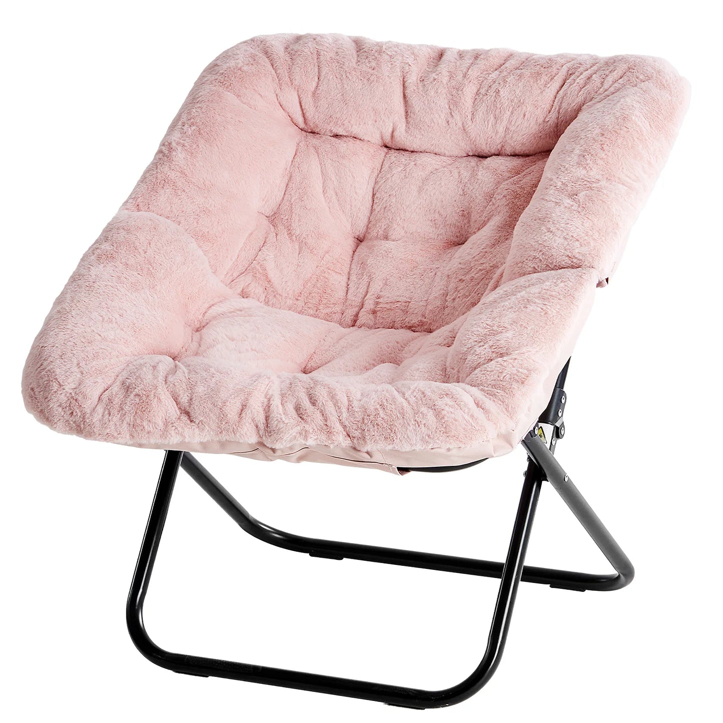 JHK Cozy Faux Fur Saucer Chair Folding With Padded Seat And Metal Frame