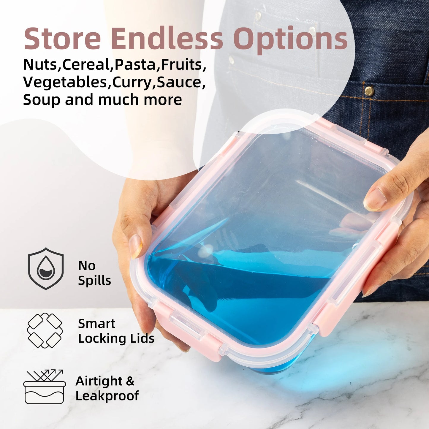 Glass Food Storage Containers Set Leakproof Airtight BPA Free Microwave