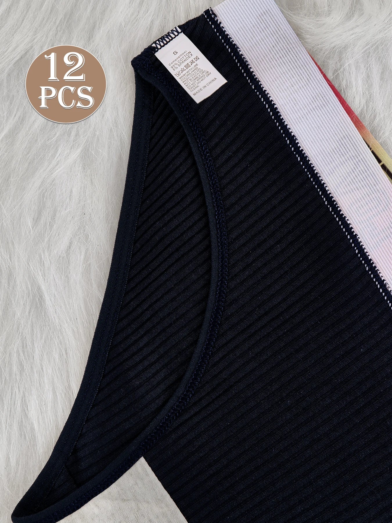 Cotton Ribbed Low Rise Briefs For Women 12 Piece Set
