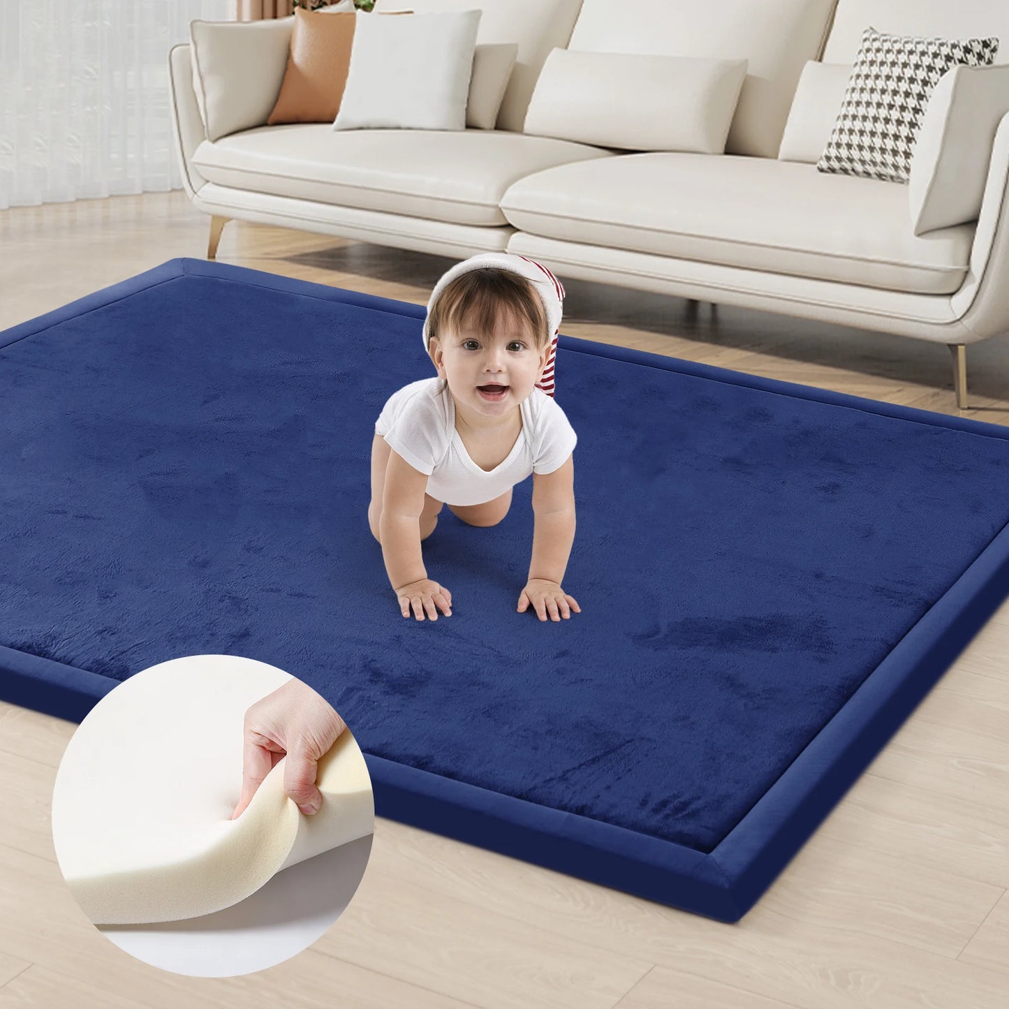 PaPaMat Memory Foam Playpen Mat With Non Slip Bottom For Living Room Rug