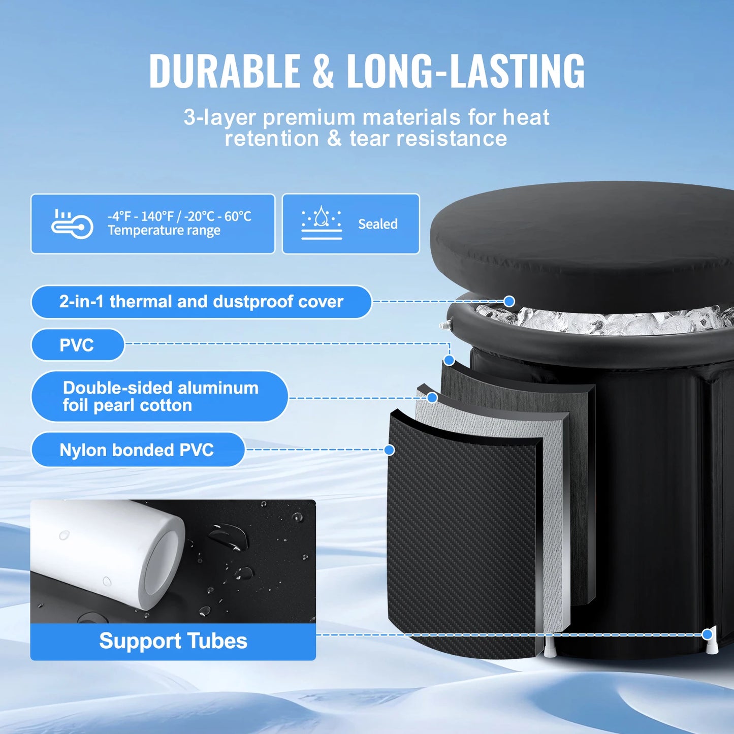 SucceBuy Portable Ice Bath Tub For Cold Water Therapy Pool