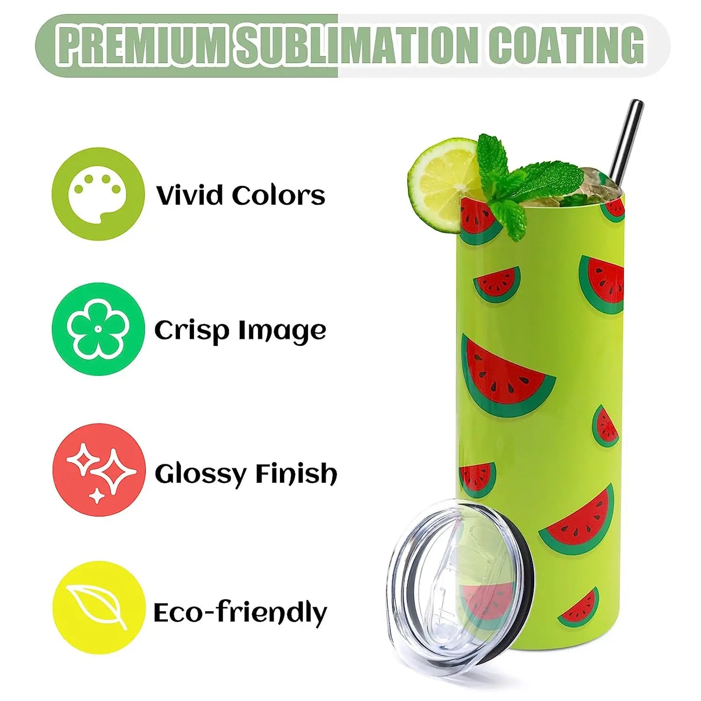 8 Pack Sublimation Tumbler Blanks Skinny Straight Stainless Steel