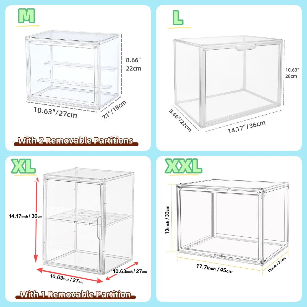 Acrylic Display Box Stackable Storage Case for Collectibles and Cosmetics