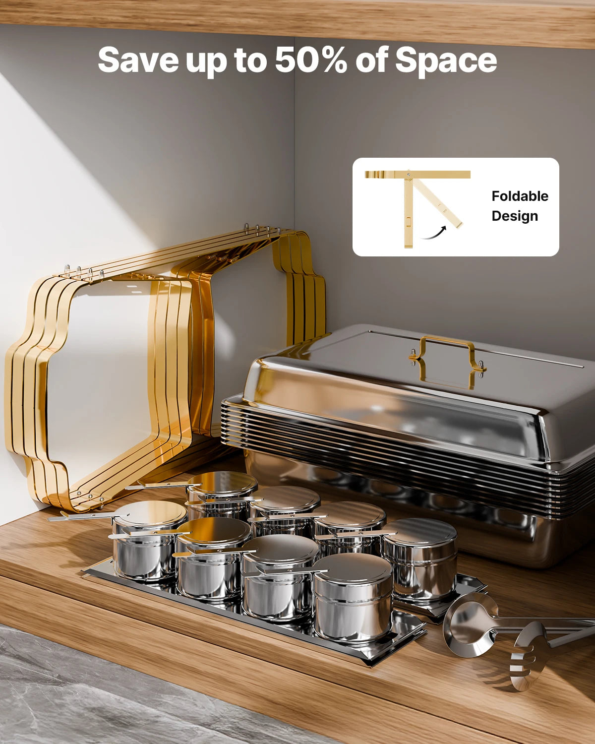 SucceBuy Stainless Steel Chafing Dish Buffet Set With Pans 4 Pack