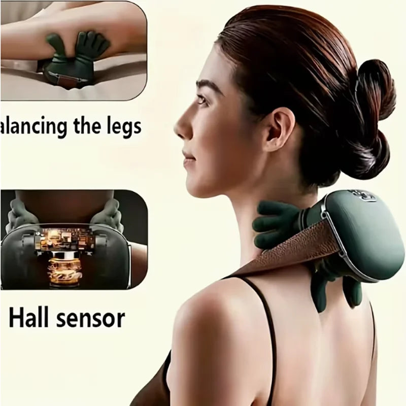 Wireless Bionic Heated Neck And Shoulder Massager With Finger Massager