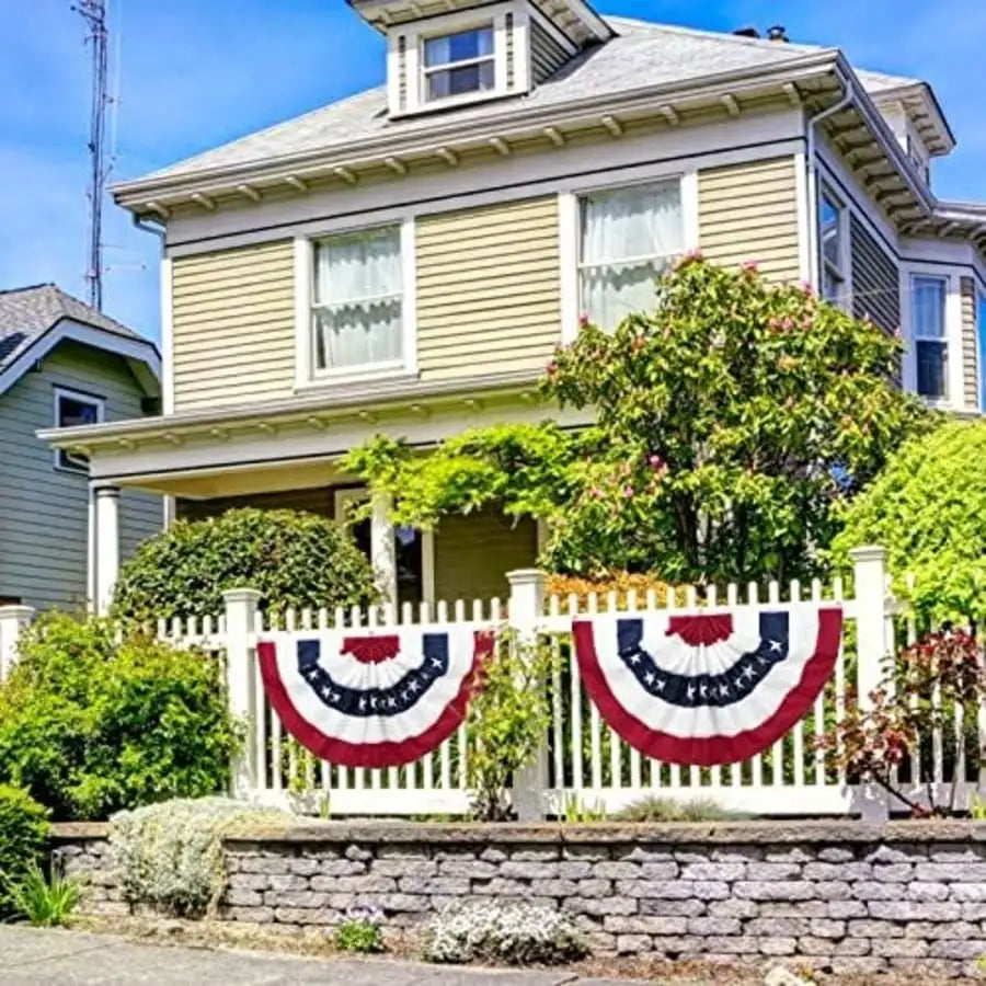 Patriotic American Flag Bunting 2 Pack Outdoor Yard Decor