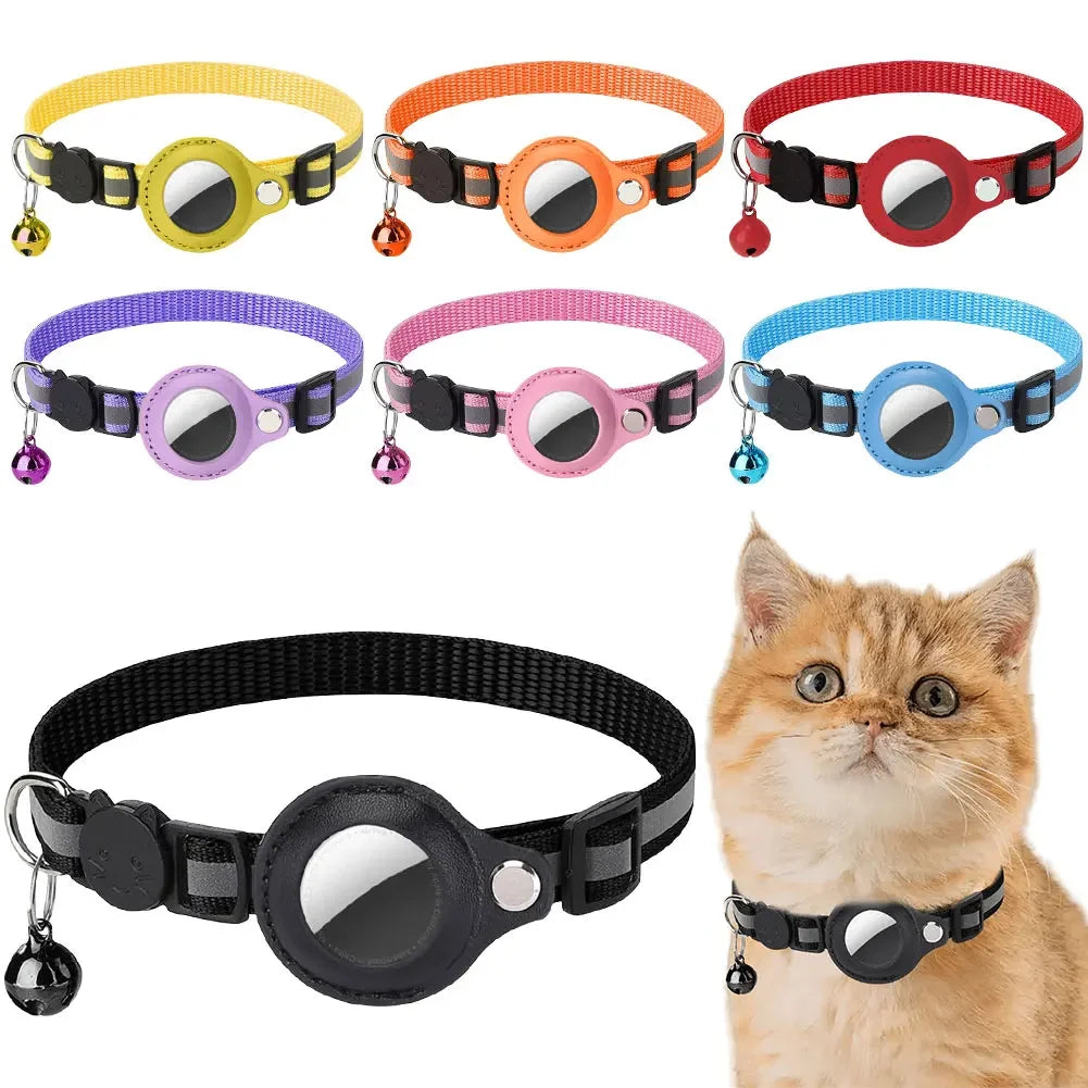 Shunmaii Reflective Cat Collar With AirTag Holder For Kitten Safety