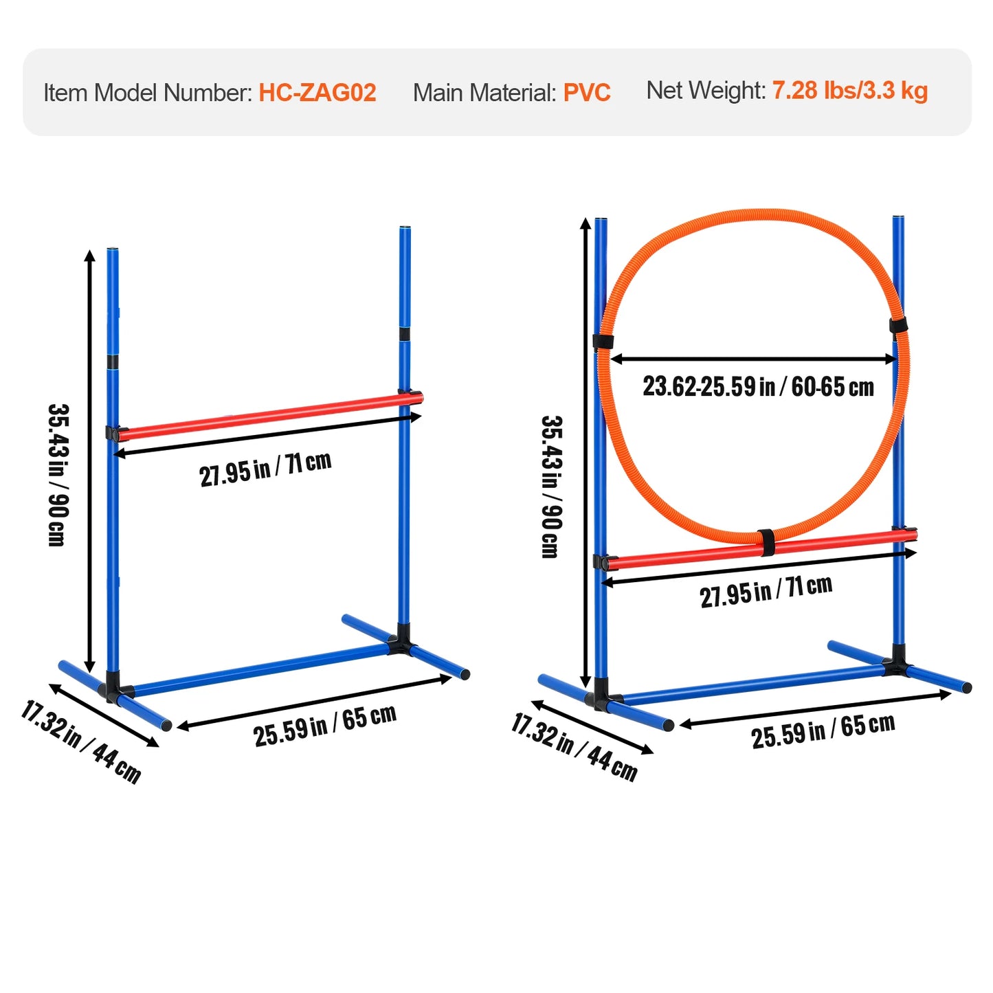 SucceBuy Dog Agility Training Equipment 4 Piece Set With Adjustable Hurdles