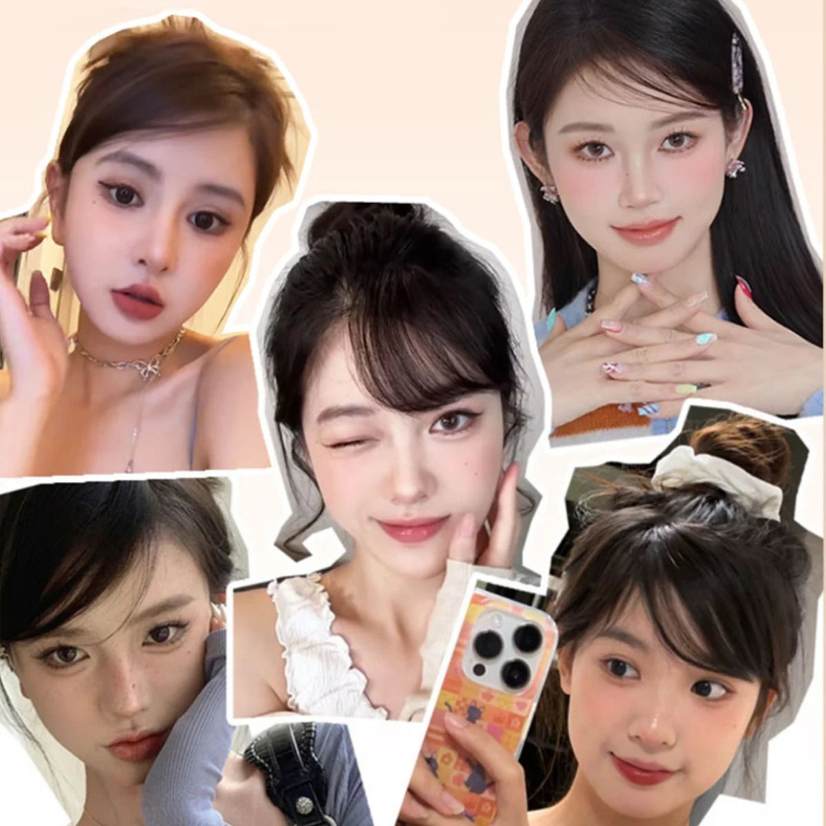 Synthetic Slanted Bangs Clip In Hair Extensions for Women