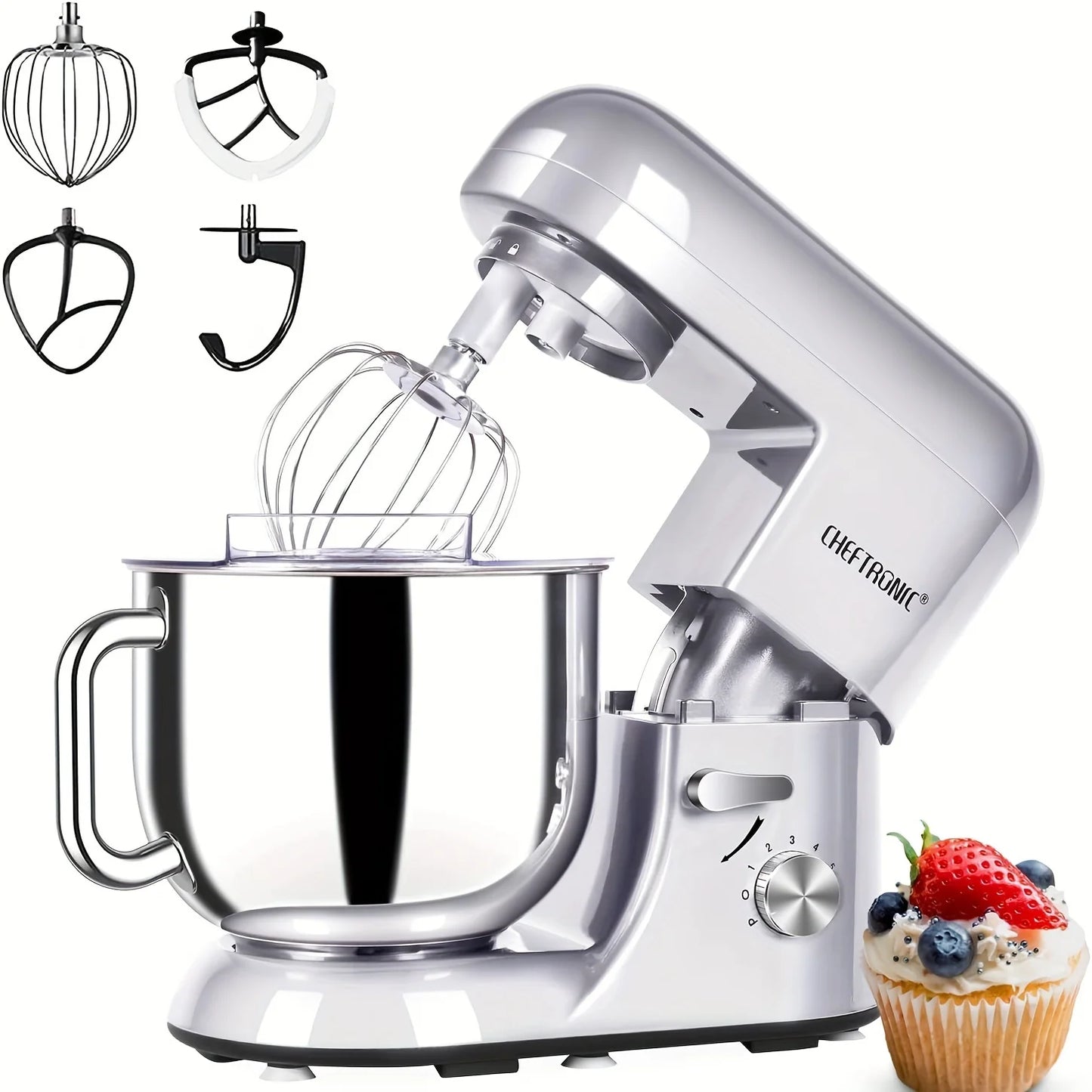 Cheftronic Stand Mixer Tilt Head 650W Six Speed with Accessories