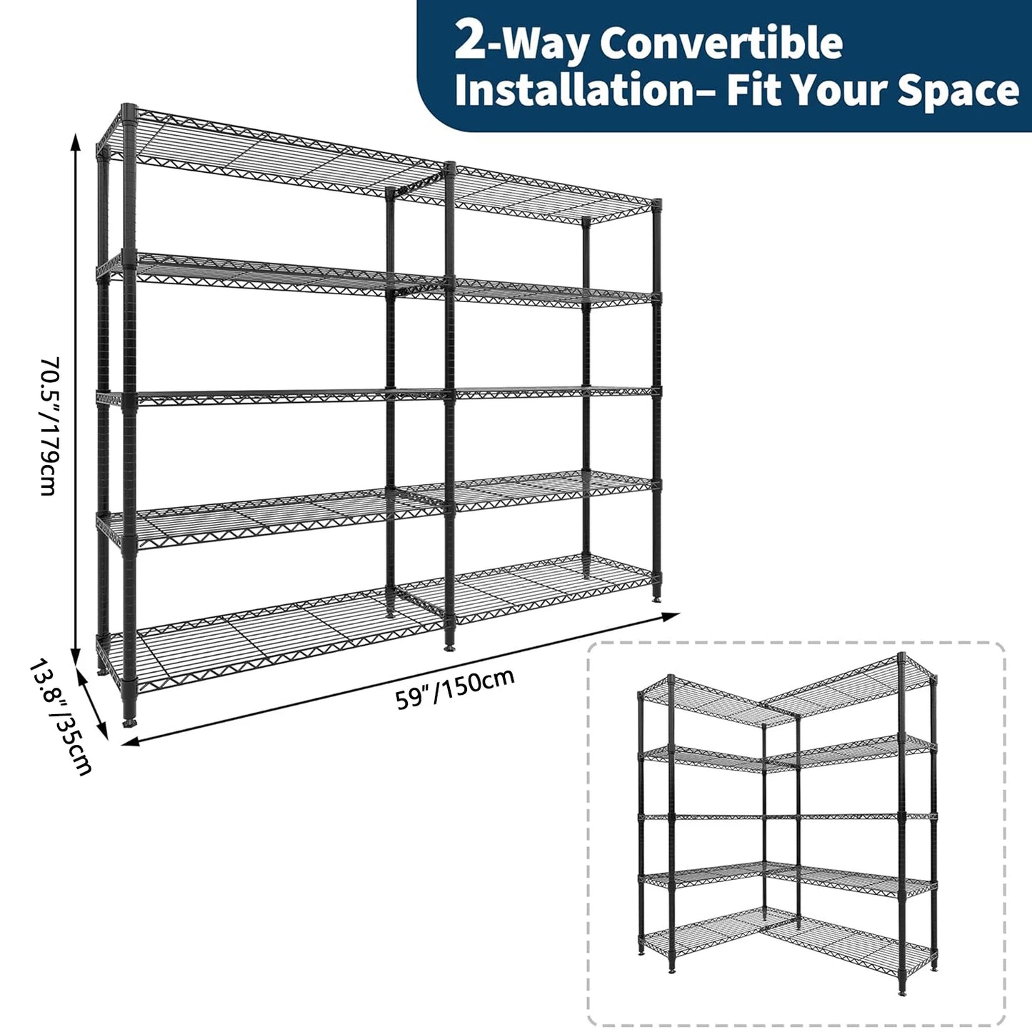 TWISTER.CK Five Tier Heavy Duty Metal Storage Shelving Unit