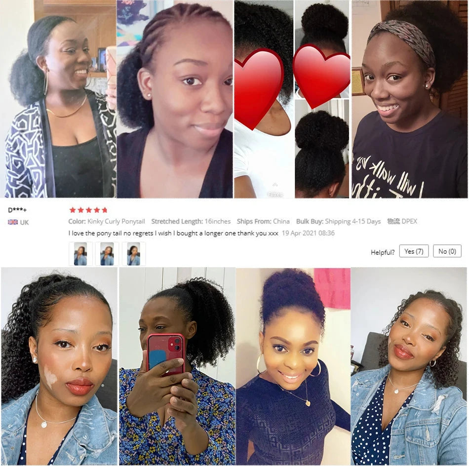 Uesoels Kinky Curly 98 Percent Brazilian Remy Hair Ponytail Extension