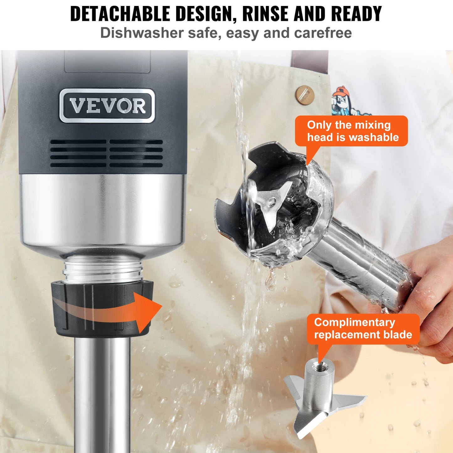 VEVOR Immersion Blender Heavy Duty Hand Mixer For Smoothies