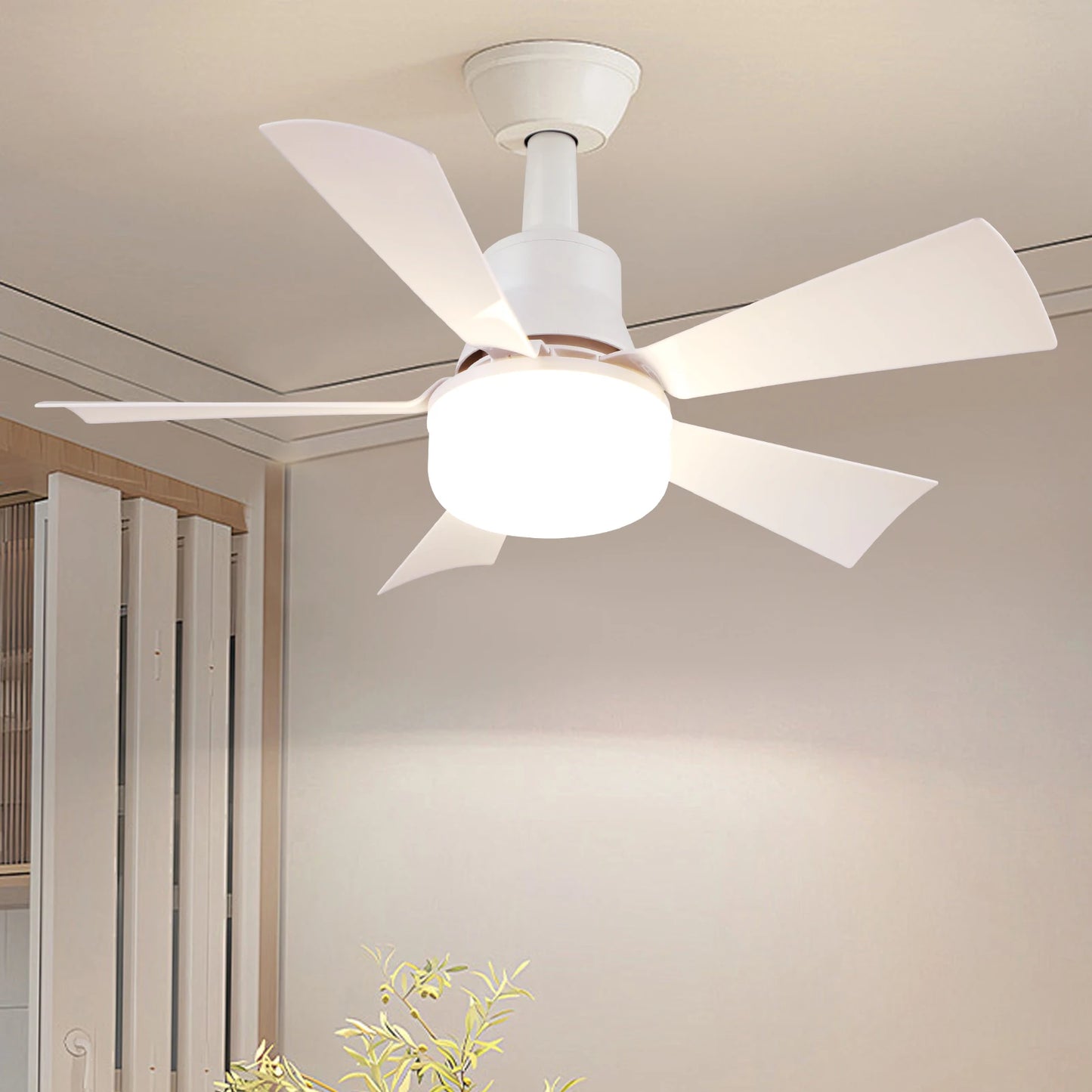 APWIKOGER Socket Ceiling Fan With Light Remote Dimmable LED