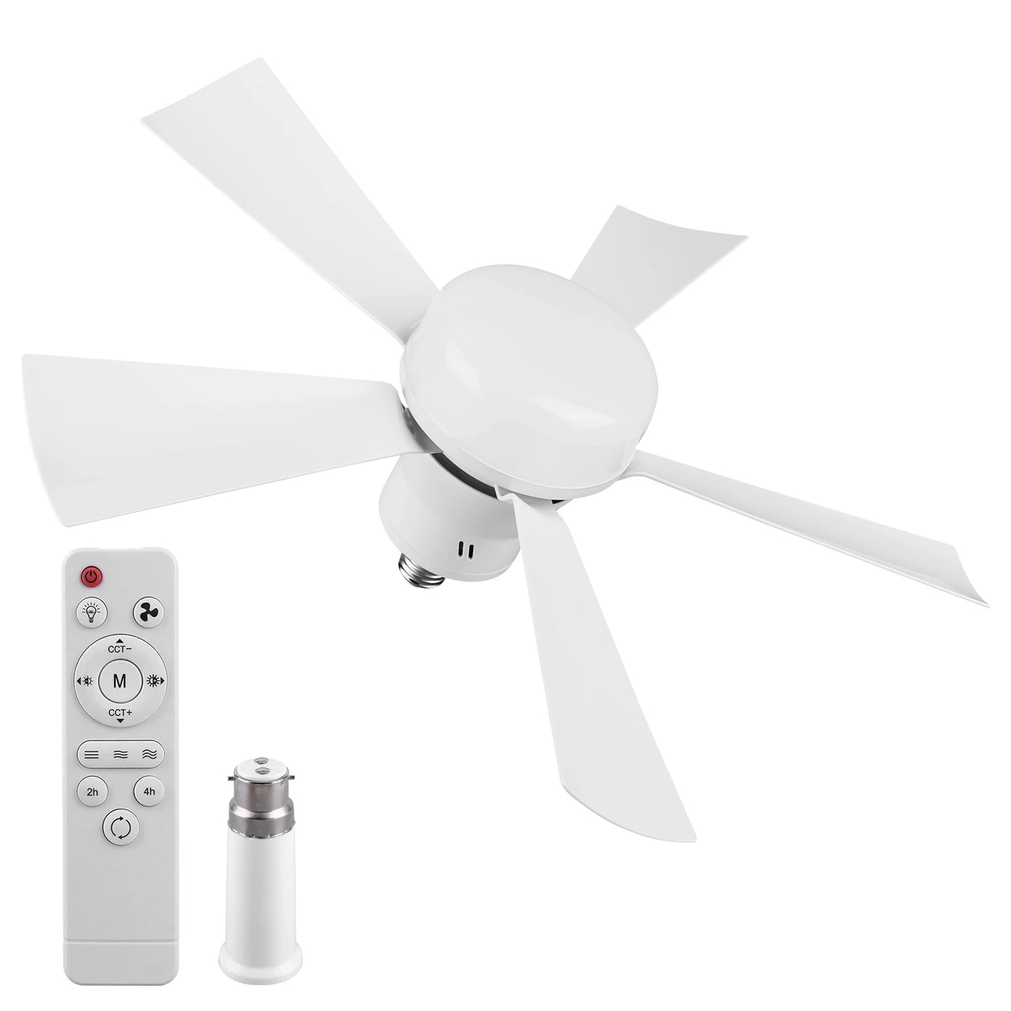 APWIKOGER Socket Ceiling Fan With Light Remote Dimmable LED