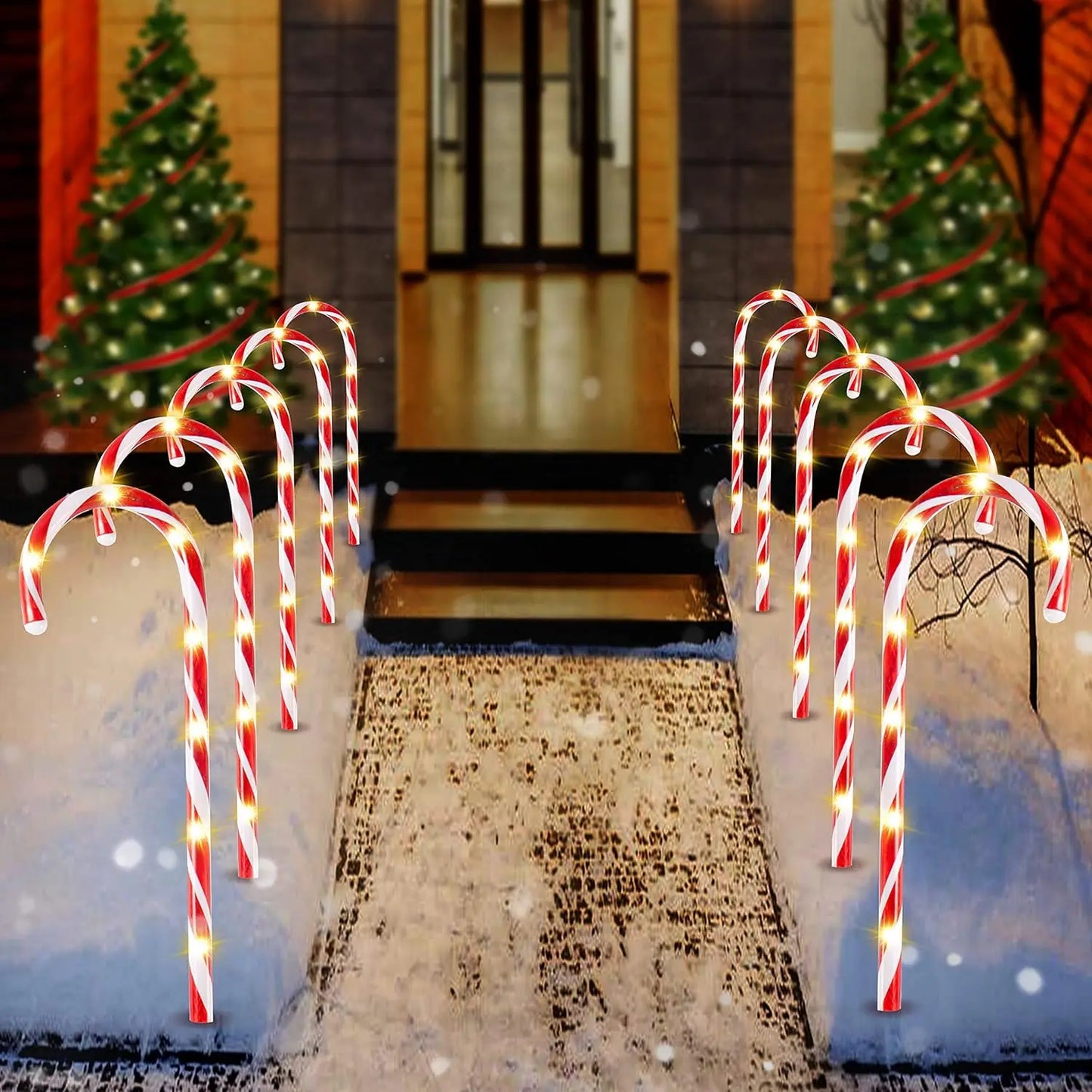 Joyfy Candy Cane Pathway Lights Set For Outdoor Christmas Decor
