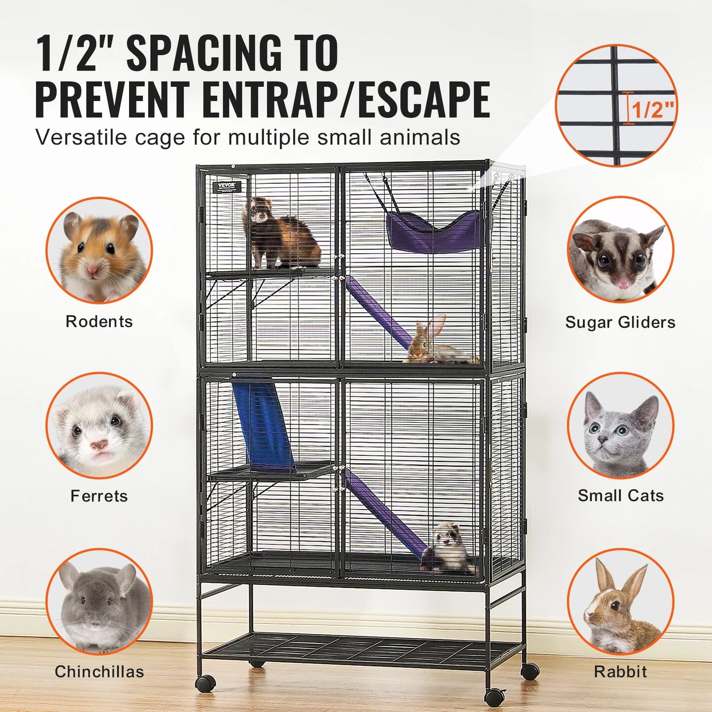 SucceBuy Rolling Metal Ferret Cage Four-Tier Critter Nation