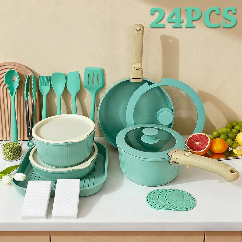 Nonstick Pots And Pans Set With Detachable Handle Induction Friendly